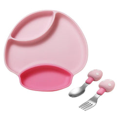 Mushroom Silicone Baby Tray Spork Set