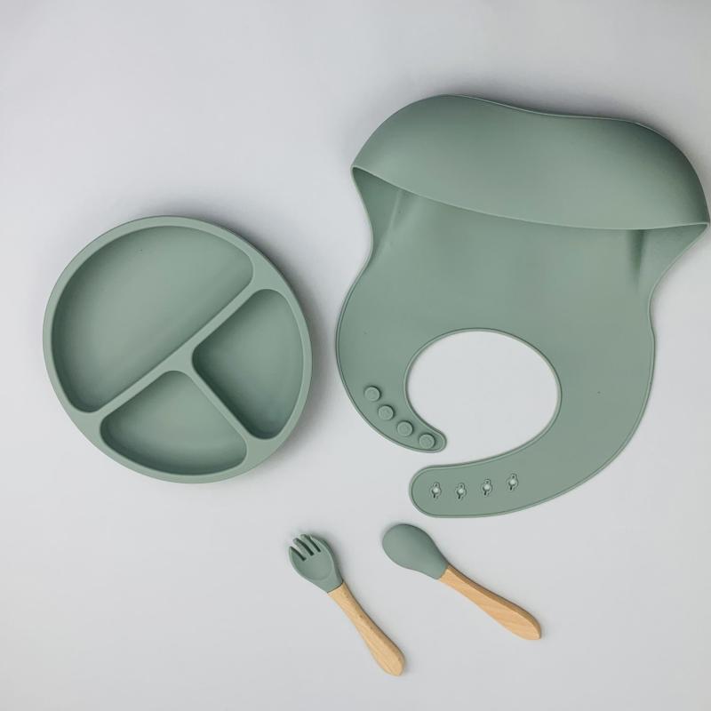 Baby Silicone Meal Plate Set w/ Fork & Spoon