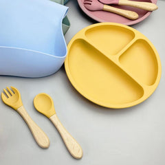 Baby Silicone Meal Plate Set w/ Fork & Spoon