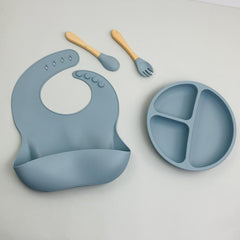 Baby Silicone Meal Plate Set w/ Fork & Spoon