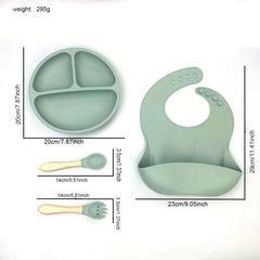 Baby Silicone Meal Plate Set w/ Fork & Spoon