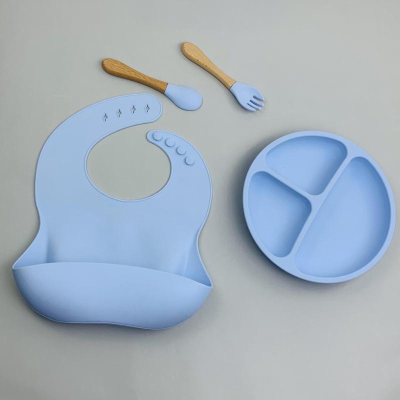 Baby Silicone Meal Plate Set w/ Fork & Spoon