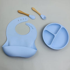 Baby Silicone Meal Plate Set w/ Fork & Spoon