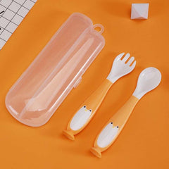 Silicone Spoon for Baby Utensils Set Training Bendable Soft Fork