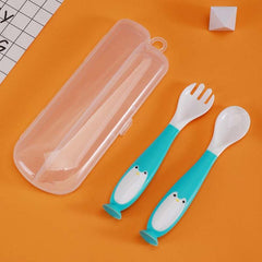 Silicone Spoon for Baby Utensils Set Training Bendable Soft Fork