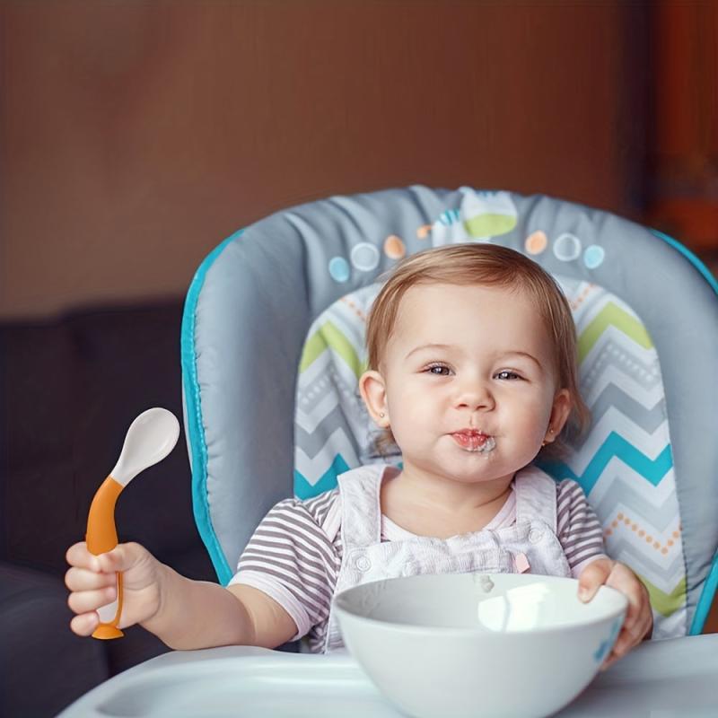Silicone Spoon for Baby Utensils Set Training Bendable Soft Fork
