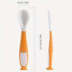 Silicone Spoon for Baby Utensils Set Training Bendable Soft Fork