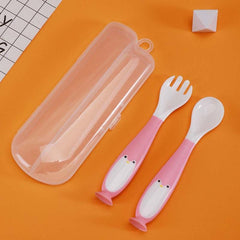 Silicone Spoon for Baby Utensils Set Training Bendable Soft Fork