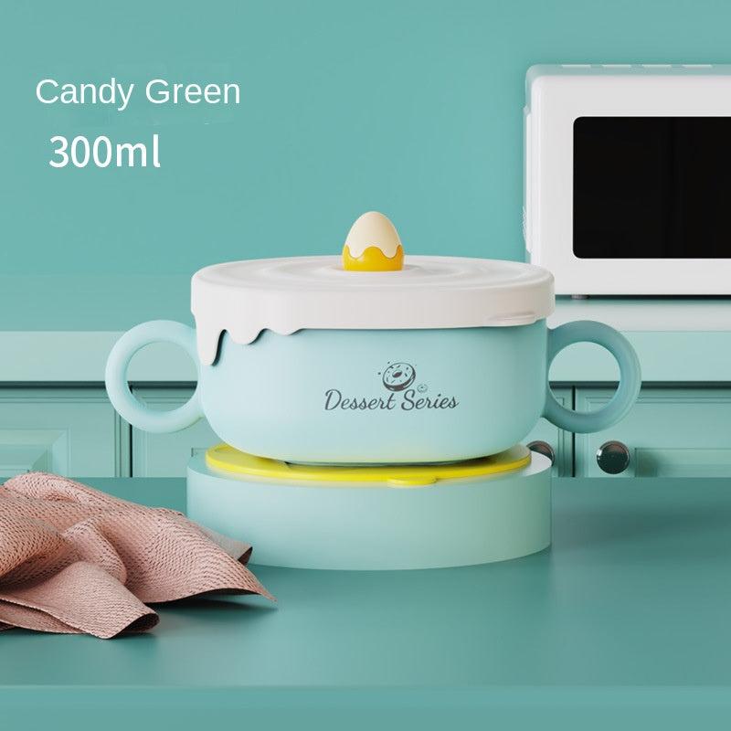 316 Stainless Steel Baby Food Bowl with Anti-drop Handle