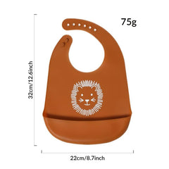 Baby Silicone Bib Lion Print Waterproof BPA Free