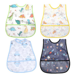 Waterproof Baby Bibs with Crumb Catcher Pocket