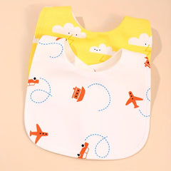 2pcs Cotton Baby Bibs Infant Feeding Drool Bibs Newborn Cartoon Print Burp Cloth