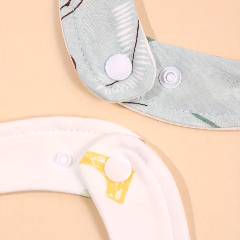 2pcs Cotton Baby Bibs Infant Feeding Drool Bibs Newborn Cartoon Print Burp Cloth