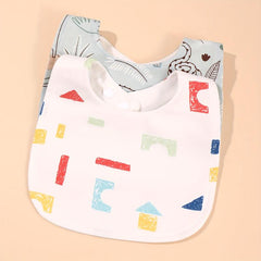 2pcs Cotton Baby Bibs Infant Feeding Drool Bibs Newborn Cartoon Print Burp Cloth
