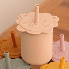 Cartoon Lion Straw Cup for Kids, Baby Water Cup