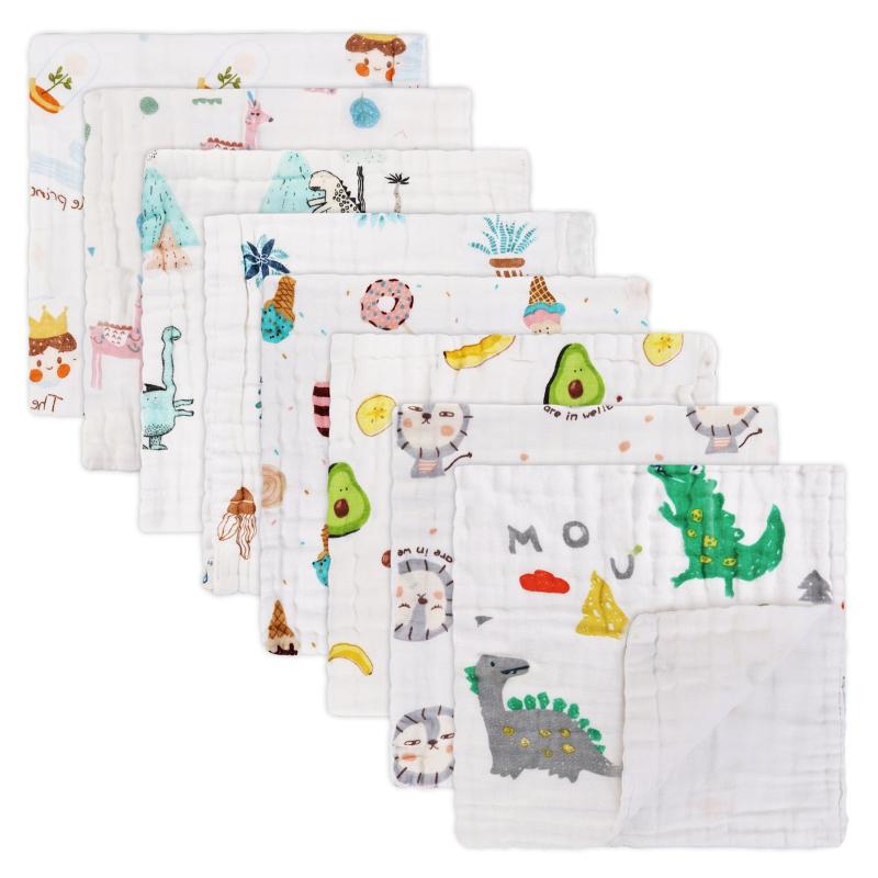 6pcs 8pcs Baby Cartoon Animal Burp Cloths 25x50cm
