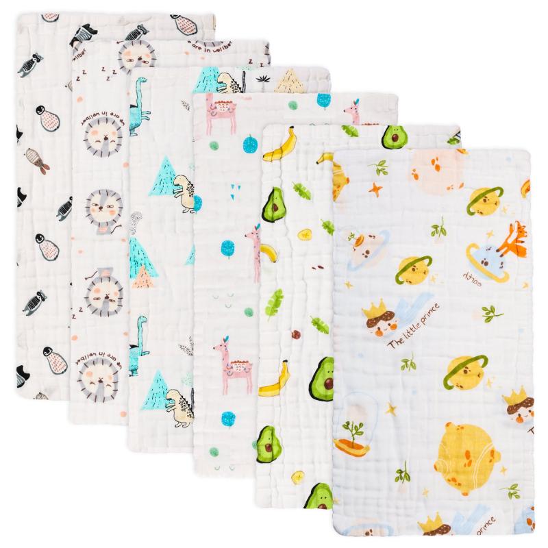 6pcs 8pcs Baby Cartoon Animal Burp Cloths 25x50cm