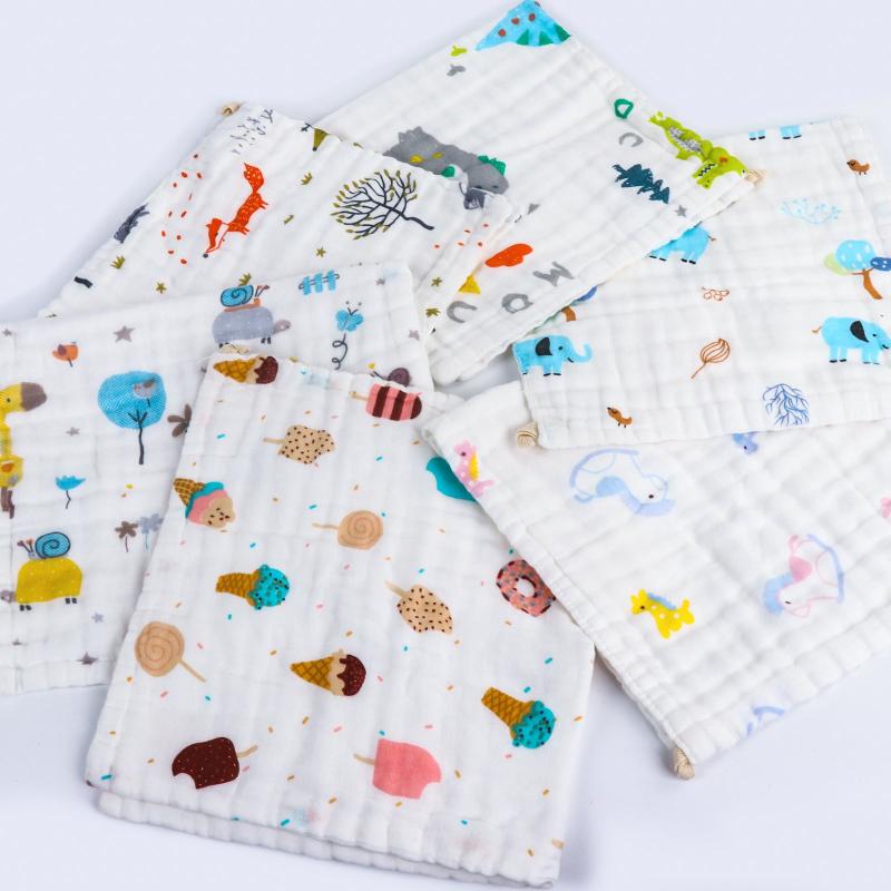 6pcs 8pcs Baby Cartoon Animal Burp Cloths 25x50cm