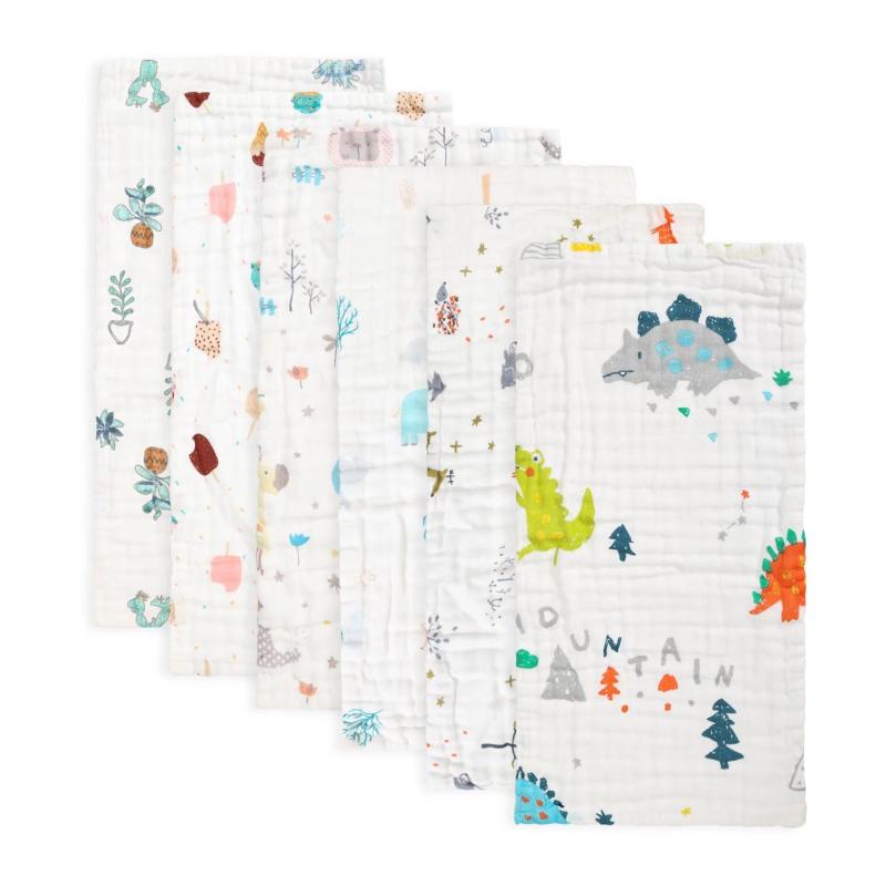 6pcs 8pcs Baby Cartoon Animal Burp Cloths 25x50cm