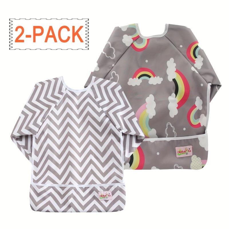 2pcs Mess Proof Baby Bibs Full Sleeve Burp Cloths Toddler Bib 6 24