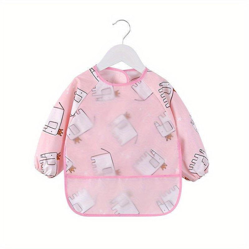 Kids Cotton Long Sleeve Smock Waterproof Pig Elephant Printed Bib