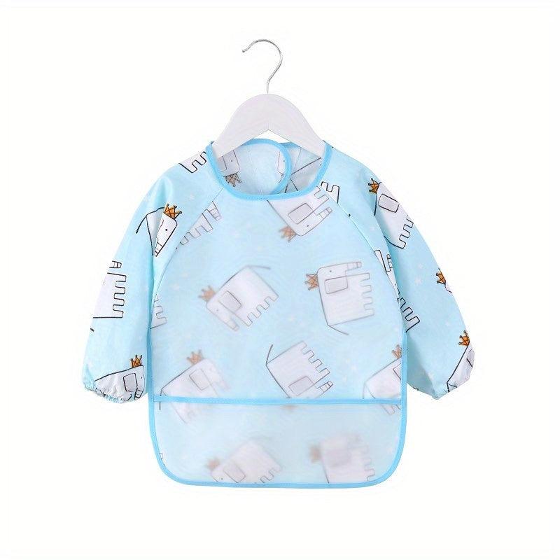 Kids Cotton Long Sleeve Smock Waterproof Pig Elephant Printed Bib