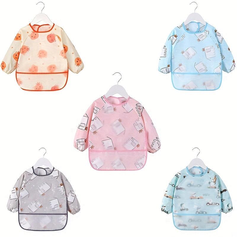 Kids Cotton Long Sleeve Smock Waterproof Pig Elephant Printed Bib