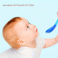 Baby Spoon & Fork Feeding Set Silicone Tip Heat Sensitive Toddler Utensil