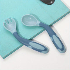Silicone Spoon Fork Set for Kids Bendable Scoop Fork Tableware