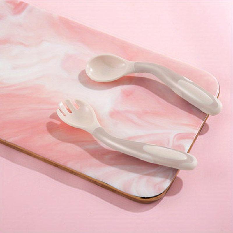Silicone Spoon Fork Set for Kids Bendable Scoop Fork Tableware