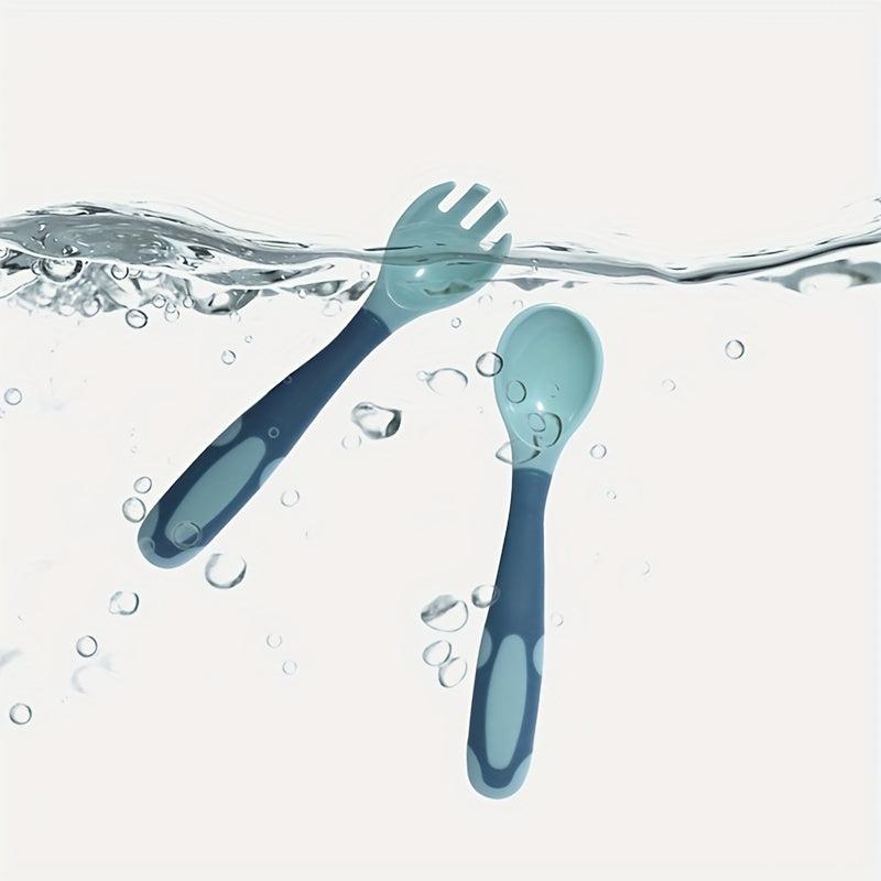 Silicone Spoon Fork Set for Kids Bendable Scoop Fork Tableware