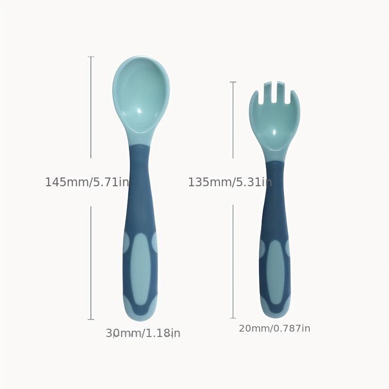 Silicone Spoon Fork Set for Kids Bendable Scoop Fork Tableware