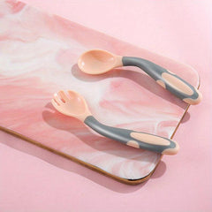 Silicone Spoon Fork Set for Kids Bendable Scoop Fork Tableware
