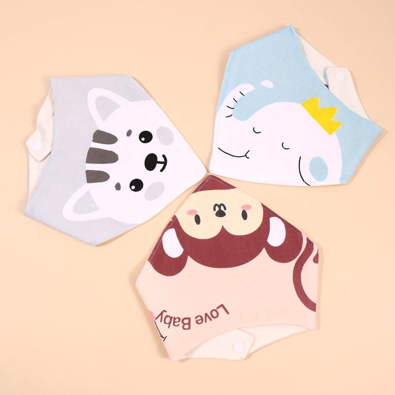 3pcs Baby Cotton Bibs Triangle Soft Burp Cloth Apron Bandana Scarf