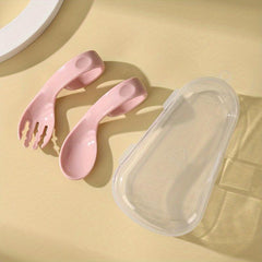 Children's Curved Handle Fork Spoon Tableware Set