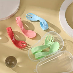 Children's Curved Handle Fork Spoon Tableware Set