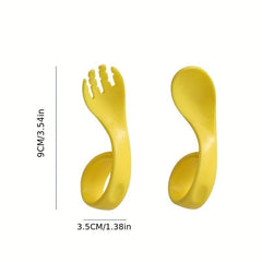Children's Curved Handle Fork Spoon Tableware Set