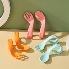 Children's Curved Handle Fork Spoon Tableware Set