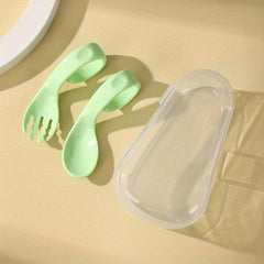 Children's Curved Handle Fork Spoon Tableware Set