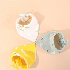 3pcs Set Baby Muslin Bibs Triangle Soft Cotton Print Flower Burp Cloth
