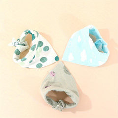3pcs Set Baby Muslin Bibs Triangle Soft Cotton Print Flower Burp Cloth