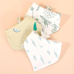 3pcs Set Baby Muslin Bibs Triangle Soft Cotton Print Flower Burp Cloth