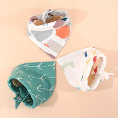 3pcs Set Baby Muslin Bibs Triangle Soft Cotton Print Flower Burp Cloth