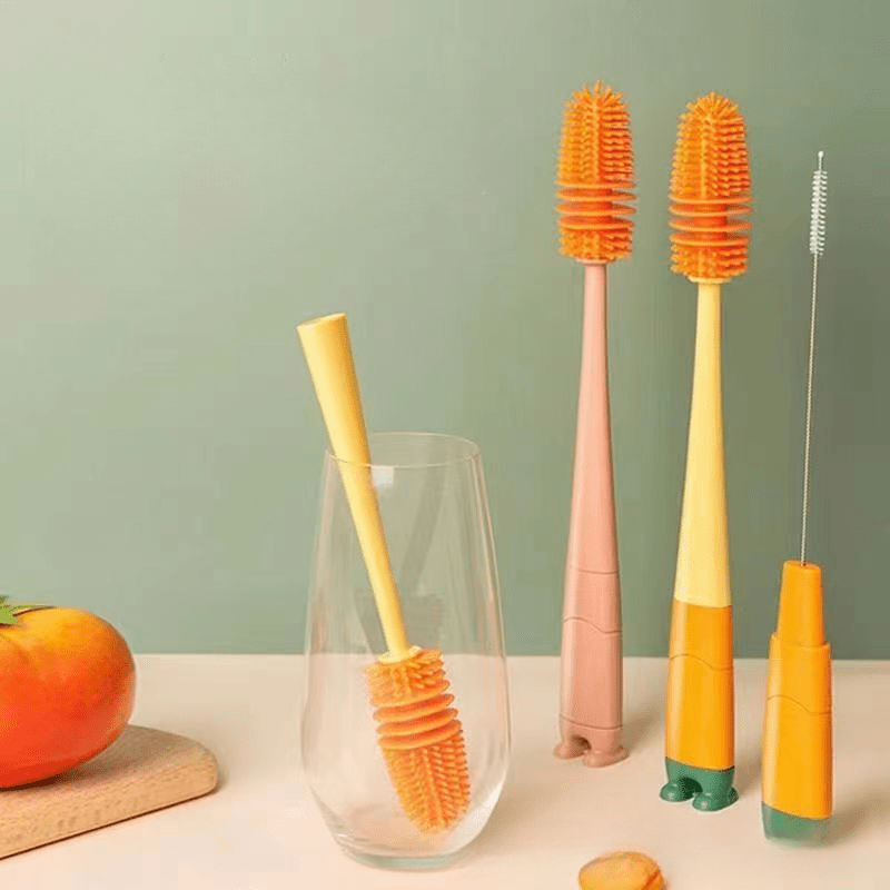 4 in 1 Food Silicone Brush Baby Pacifier Brush Household Gap Cleaning