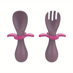 Baby Petal Training Fork Spoon Short Handle Spoon Fork Baby Infant Children Sili