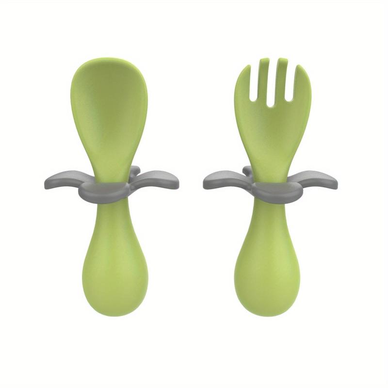 Baby Petal Training Fork Spoon Short Handle Spoon Fork Baby Infant Children Sili