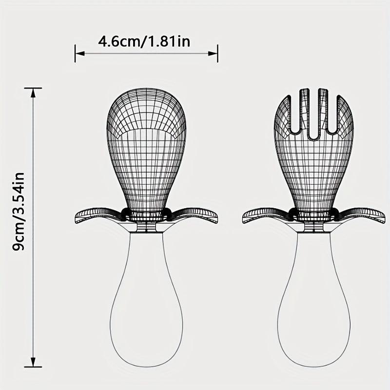 Baby Petal Training Fork Spoon Short Handle Spoon Fork Baby Infant Children Sili