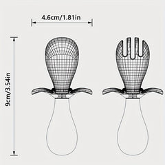 Baby Petal Training Fork Spoon Short Handle Spoon Fork Baby Infant Children Sili