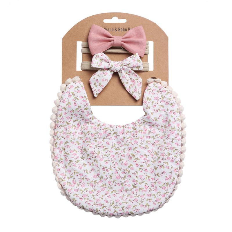 Baby Bib Headband Set Linen Cotton Plain Bib Double Sided Bib