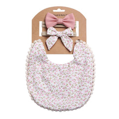 Baby Bib Headband Set Linen Cotton Plain Bib Double Sided Bib